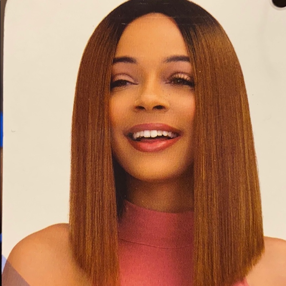 Natural styled golden bronze lace front wig